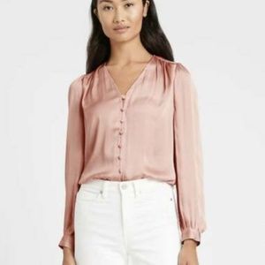 Banana Republic Soft Satin V-Neck Blouse-XS